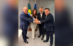 Ronaldo Dimas, senadora Professora Dorinha, Eduardo Siqueira Campos e deputado federal Tiago Dimas durante encontro do Podemos em Brasília