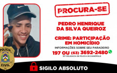Informações sobre o paradeiro do investigado podem ser repassadas à 101ª DP de Dianópolis, pelo telefone (63) 3692-2480; o anonimato é garantido
