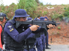 Com o treinamento de 40 horas, nesta semana, os guardas municipais foram habilitados a usarem a arma carabina CTT40