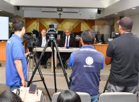  Membros do Tribunal Regional Eleitoral do Tocantins (TRE-TO), em coletiva de imprensa