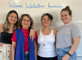 Da esquerda para a direita: Ariadne Feitosa, entrevistada Iára Feitosa, Rayssa Carneiro e Vic Pesan