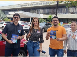 Legenda de foto: Integrantes da Chapa 1 encerram agenda de visitas aos servidores estaduais e agradecem a receptividade durante a campanha.