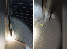 Porta da residência foi arrombada por criminosos durante invasão no Setor Araguaína Sul, em Araguaína
