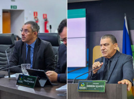 Os vereadores Terciliano Gomes e José da Guia durante sessão ordinária na Câmara Municipal de Araguaína, nesta quarta-feira (1º)