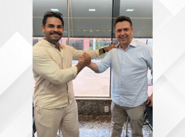 Tiago Dimas e Diego da APPA durante anúncio da aliança política em Araguaína