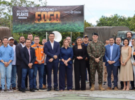 Primeira-dama Karynne Sotero durante solenidade de abertura do Projeto Foco no Fogo 2026, no 22º Batalhão de Infantaria do Exército, em Palmas