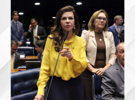 Senadora Professora Dorinha (União-TO) durante relatoria do projeto no Senado