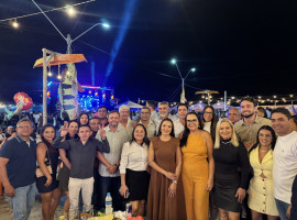 Deputado Amélio Cayres (MDB) durante a 21ª Festa do Peixe, em São Sebastião do Tocantins 