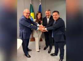 Ronaldo Dimas, senadora Professora Dorinha, Eduardo Siqueira Campos e deputado federal Tiago Dimas durante encontro do Podemos em Brasília