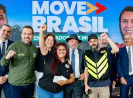 Presidente Luiz Inácio Lula da Silva durante lançamento do MOVE Brasil Entregadores e MotoApp 