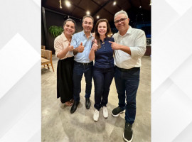 José Miguel, prefeito Wagner Rodrigues e senadora Professora Dorinha durante articulação política em Araguaína