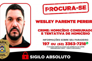 Foto: Informações sobre seu paradeiro podem ser fornecidas à 7ª DEIC, por meio do telefone/WhatsApp (63) 3363-7218. O anonimato é garantido