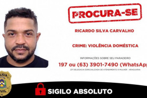 Suspeito de violência doméstica é procurado pela Polícia Civil do Tocantins