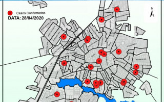 Localização dos casos de Covid-19