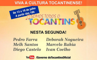 Até domingo (19), artistas tocantinenses se apresentam ao vivo no canal do Youtube GovernodoTocantinsOficial