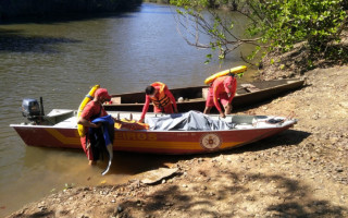 Bombeiros resgataram o corpo que estava preso em galhadas. 