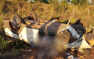 Veículo capotou na TO-164.