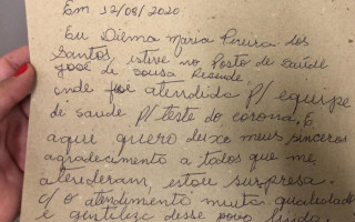 Carta de agradecimento escrita por Dona Dilma.