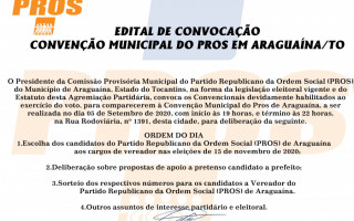 O local da convenção será no Centro Comunitário do Bairro São João