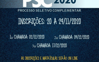 As incrições para o PSC iniciam dia 20 e seguem abertas até 29 de novembro.