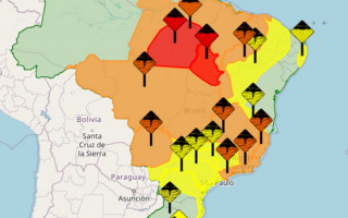 O Inmet emitiu um alerta vermelho para deslizamentos e alagamentos em quase todo o território do Tocantins.