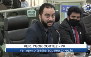 Vereador Ygor Cortez em sessão na Câmara de Araguaína. 