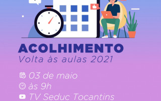 O evento on-line será transmitido no canal da Seduc no YouTube - TV Seduc Tocantins.