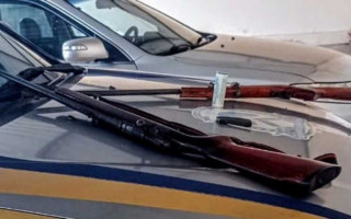 Armas apreendidas durante ação conjunta das forças de segurança em Nova Olinda.