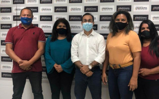 Diretoria do Sinet após reunião com o prefeito Wagner Rodrigues. 