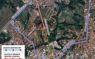 O trecho que está interditado é na Avenida Sales Paulo, via que faz ligação com a Castelo Branco
