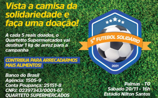 Futebol solidário acontece neste sábado no Estádio Nilton Santos, em Palmas.