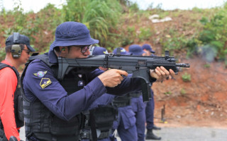 Com o treinamento de 40 horas, nesta semana, os guardas municipais foram habilitados a usarem a arma carabina CTT40