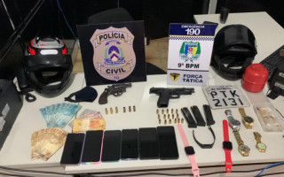 Armas de fogo e demais itens roubados e apreendidos pela Polícia Civil em Araguatins