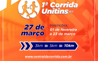 Corrida acontecerá no próximo domingo, 27, com largada em frente ao Câmpus da Unitins em Palmas.