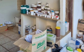Amostras de orgãos e tecidos humanos estavam acondicionados em potes de plástico.