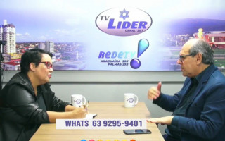Pré-candidato ao governo Ronaldo Dimas em entrevista com apresentadora Silene Borges. 