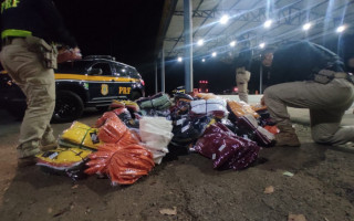 Mercadorias apreendidas durante fiscalizações.