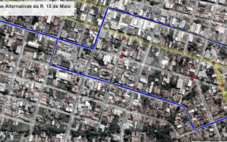 A novas rotas foram necessárias devido ao fechamento da Rua Santa Cruz, esquina com a Rua Treze de Maio, e da Rua Quinze de Novembro 
