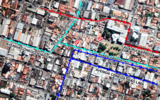 Avenida Primeiro de Janeiro, ruas Rui Barbosa e Sadoc Correia 