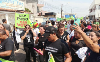 Profissionais da enfermagem durante paralisação em Gurupi. 