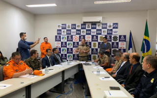 Coletiva no gabinete de Monitoramento, instalado no Quartel do Comando Geral da PMTO
