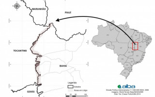 Mapa mostra limite entre as divisas do TO e BA 