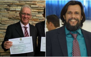 Prefeito de Marianópolis, José de Andrade Pádua (PTB) e à direita, Fernando Luiz dos Santos (PSD).