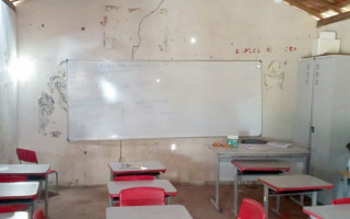 Sala de aula de escola que atende comunidade quilombola, em Arraias.
