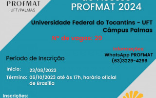 Inscrições podem ser realizadas até o dia 06 de outubro.