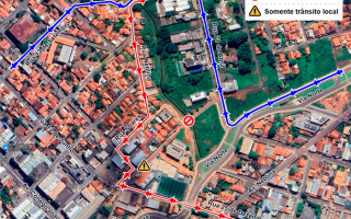 A via que será temporariamente interditada tem pouca circulação e dá acesso à Chácara Murad e ao Setor Neblina. As rotas alternativas passam pela Rua Neblina e Av. Neif Murad