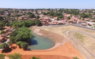 Lago do Parque Cimba funcionará na regularização do fluxo de águas pluviais no córrego Canindé.