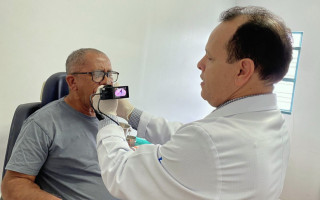 Paciente durante a realização do exame 