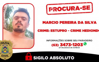 Polícia procura homem suspeito de estupro em Xambioá. 