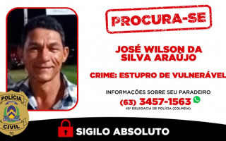 Homem está sendo procurado pelo crime de estupro de vulnerável.